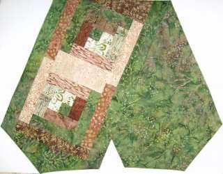   Batik Patchwork PRE CUT Patchwork QUILT Table Runner 13x45 Inch FOREST