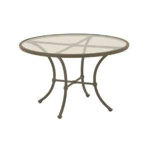   Round Glass Patio Dining Table with Umbrella Hole Black Patio, Lawn