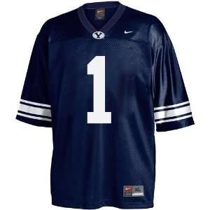   Cougars #1 Navy Blue Youth Replica Football Jersey