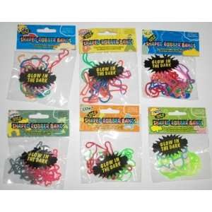 Dark Shaped Rubber Bands Wristband 6 Pack Set (12 bands per pack) Band 