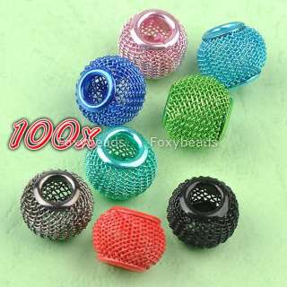 100PCS Mix Color Wire Nets Metal Hollow Tennis Ball European Charm 