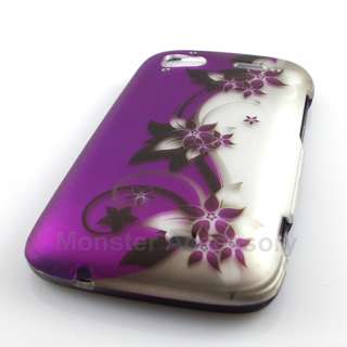 Purple Flower Hard Case Cover HTC Sensation 4G T Mobile  