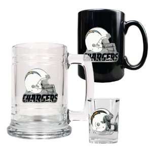 Diego Chargers NFL 15oz Tankard, 15oz Ceramic Mug & 2oz Shot Glass Set 