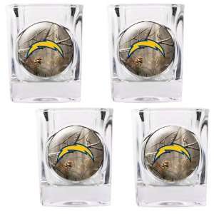  Diego Chargers NFL Open Field 4pc Square Shot Glass Set Everything