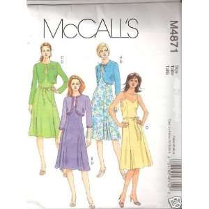  McCall 4871 Sewing Pattern MissesDress Shrug & Belt size 