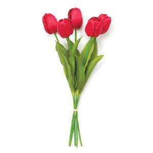 Pack of 4 Artificial Lipstick Red Tulip Silk Flower Bouquets 18.5