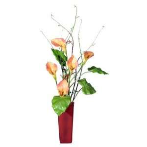  Floral Artificial Potted Calla Lilies in Orange and Green 