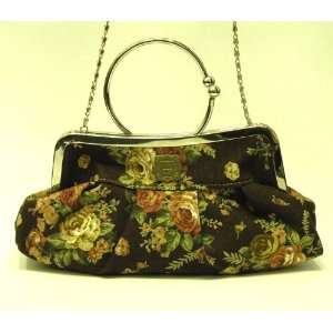  Canvas Lady Purse/Evening Handbag Convenient Bridge Handle & Silver 