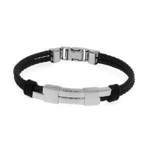   And Simple ID Design Cable Band With Black Finish Bracelet Jewelry