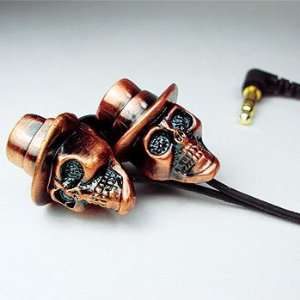   II Coppertop   3D Metal Skull Earphones with Microphone Electronics