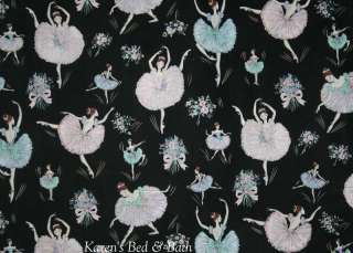   Pageant Ballet Girl Dance Floral Bouquet on Black Curtain Valance