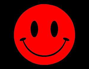 SMILEY FACE VINYL WINDOW DECAL 4X4 RED SMILE HAPPY  