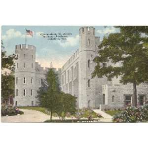  1920s Vintage Postcard Gymnasium at St. Johns Military 