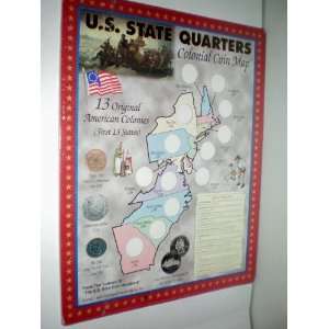 State Quarters Colonial Coin Map    13 Original American Colonies 