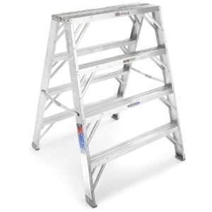   Duty Rating Aluminum Twin Stepladder and Portable Work Stand, 4 Foot