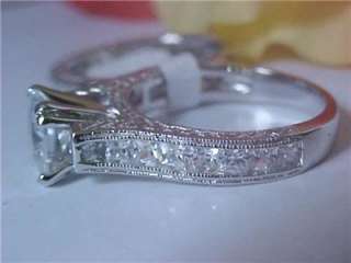 His & Her Hers 3pc Princess Wedding Band Ring Set Antiq  