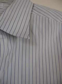   PIATTELLI Italy White Blue Green Striped Dress Shirt 16 1/2 L EUC