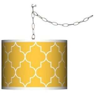 Swag Style Tangier Yellow Shade Plug In Chandelier