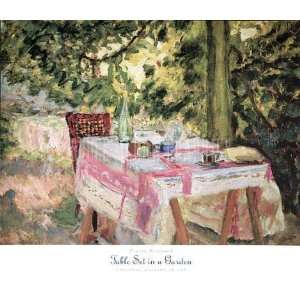  Table Set in a Garden by Pierre Bonnard. Size 30.00 X 22 
