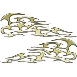   Reflective Gold Tribal Motorcycle Gas Tank Flame Decals Automotive