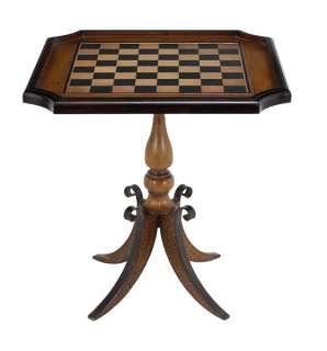   Tuscan Champion Chess Poker Checker Wood Game Table Accent Table