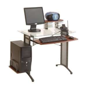  Glass & Steel Computer Desk Workstation