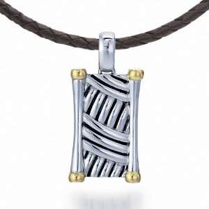  J.Goodman Sterling Silver/18k Gold Dog Tag with Braided 