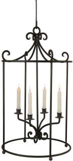 Round Wrought Iron Scroll Candle Taper Holder Hanging Chandelier 