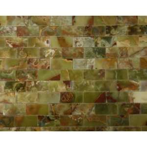   Sample of 2x4 Dark Green Onyx Polished Mosaic Tiles