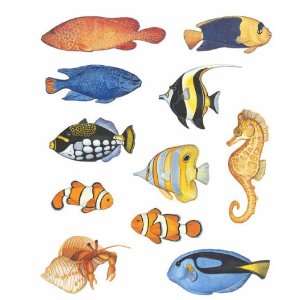  11 Tropical Fish & Seahorse Wall Transfers