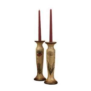   Set of 2 Candle Holders with Antique Gold Trim  Flower