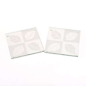   Four Leaves Square Glass Coasters (Set of 6)