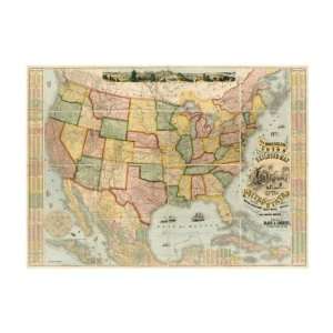  Union Railroad Map Of The United States, 1871 Giclee