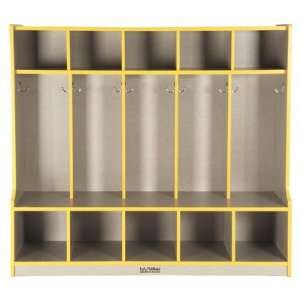  5 Section Coat Locker with Bench (Laminate) Color Wood 